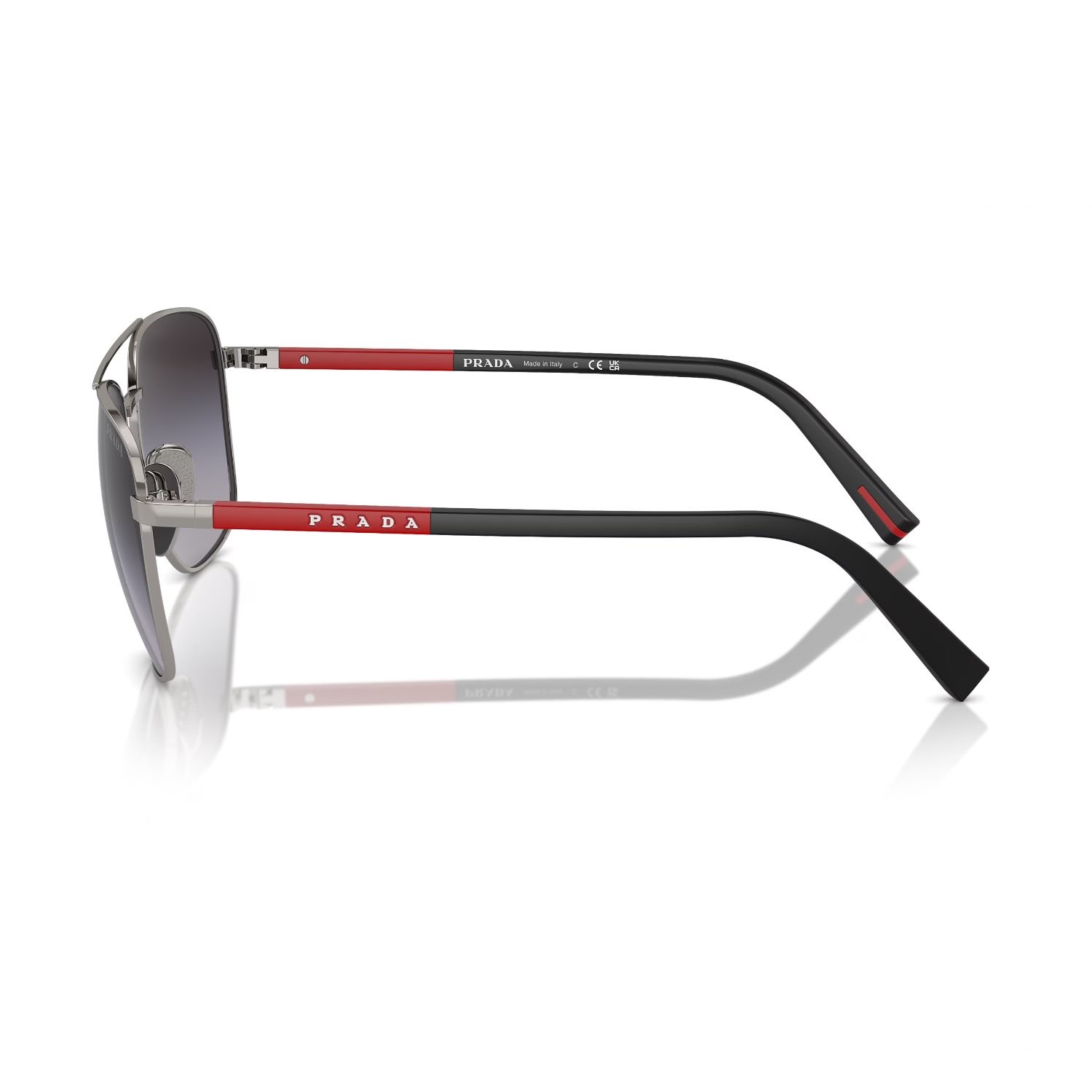 Prada PS 54ZS 5AV09U 60 Linea Rossa Erkek Geometrik Gun Metal Güneş Gözlüğü