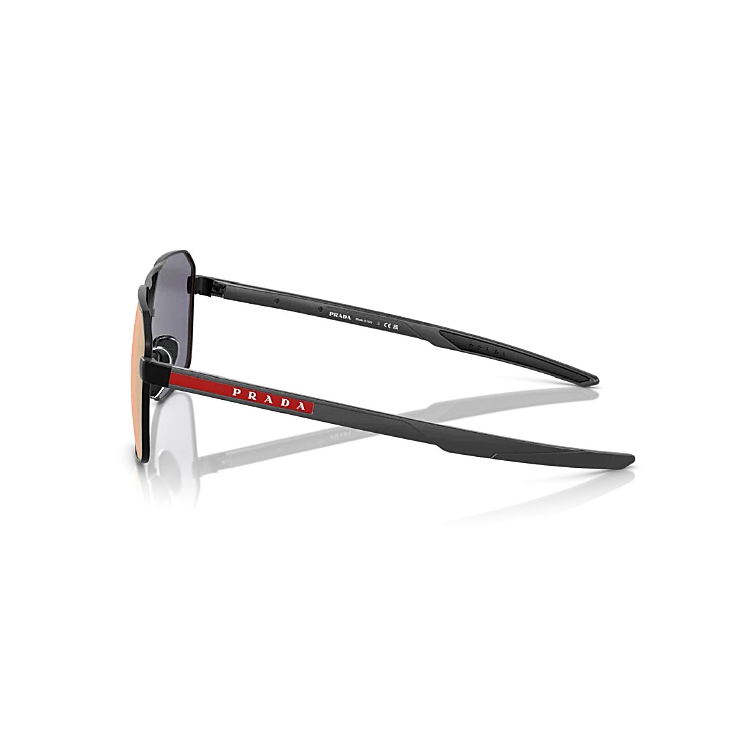 Prada PS 55WS 1B01OA 60 Linea Rossa Erkek Geometrik Siyah Metal Güneş Gözlüğü