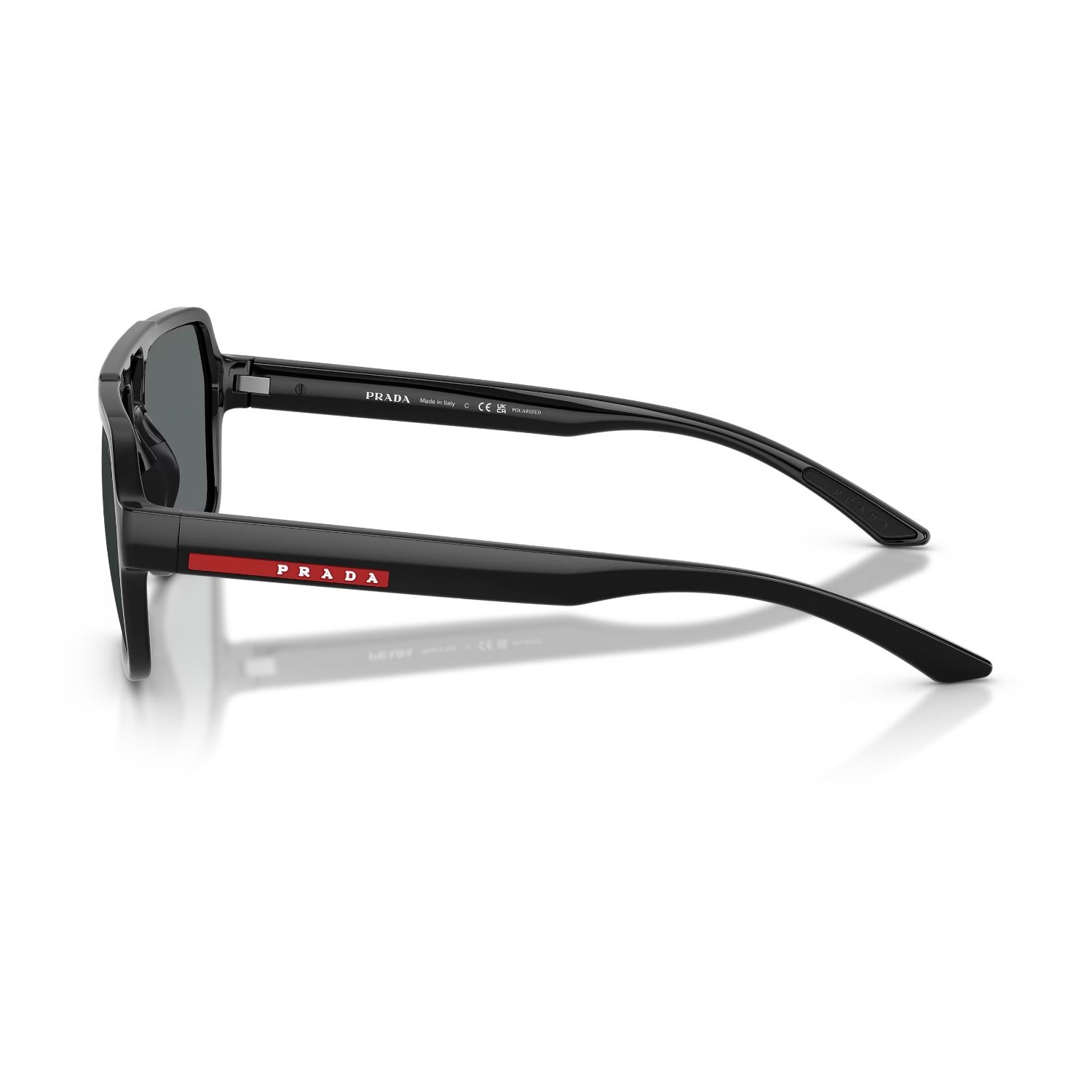 Prada PS A06S 1AB02G 59 Linea Rossa Erkek Polarize Geometrik Siyah Kemik Güneş Gözlüğü