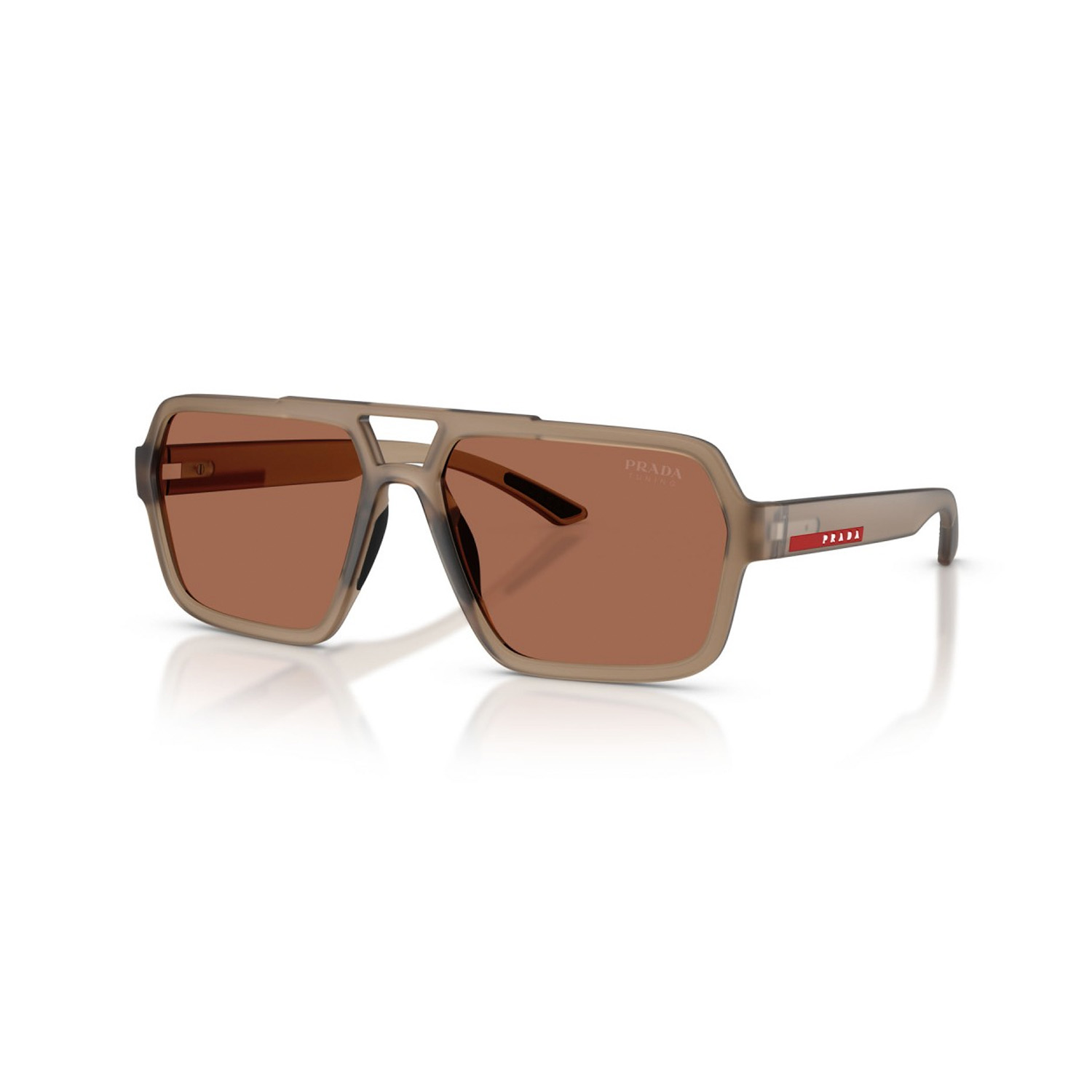 Prada PS A06S 29F50A 59 Linea Rossa Erkek Geometrik Kahverengi Kemik Güneş Gözlüğü