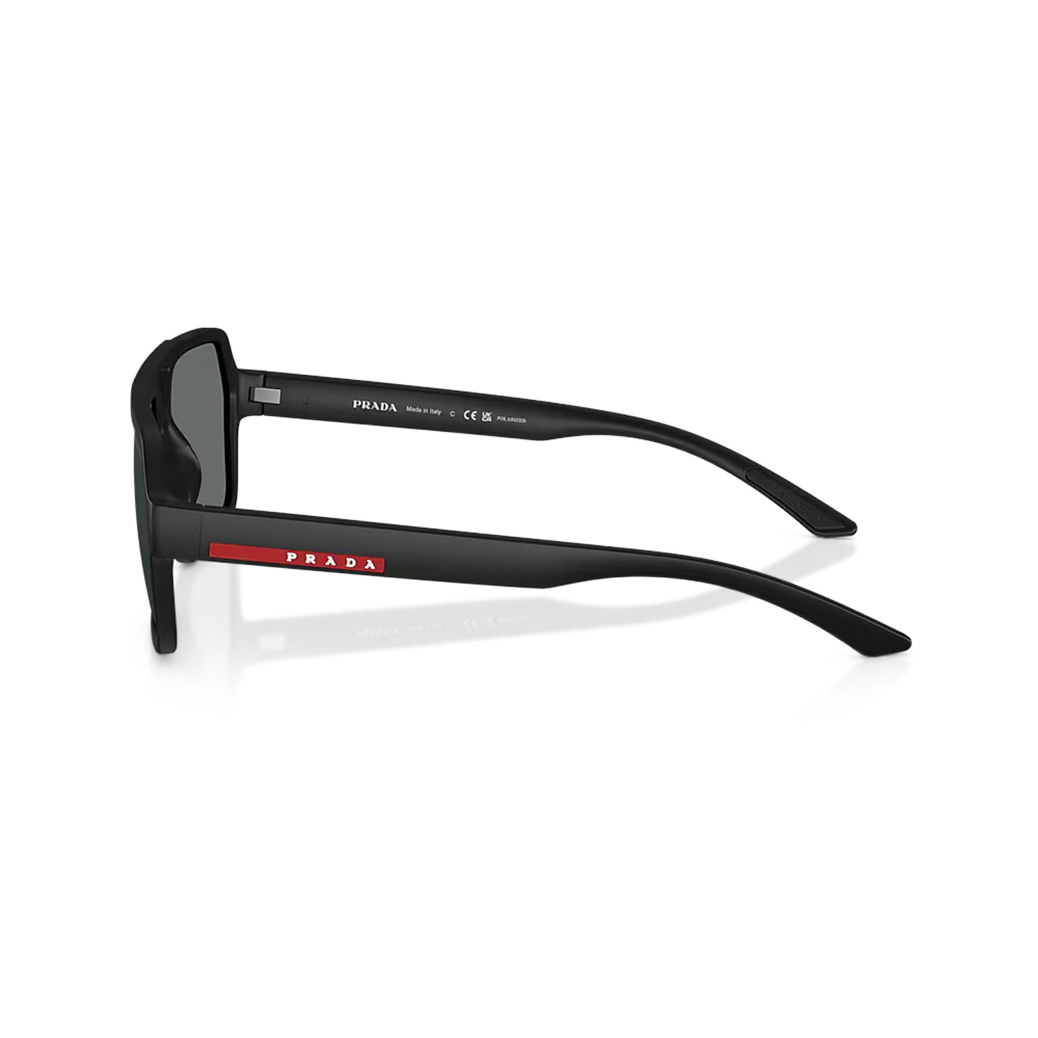 Prada PS A06S DG002G 59 Linea Rossa Erkek Polarize Geometrik Siyah Kemik Güneş Gözlüğü