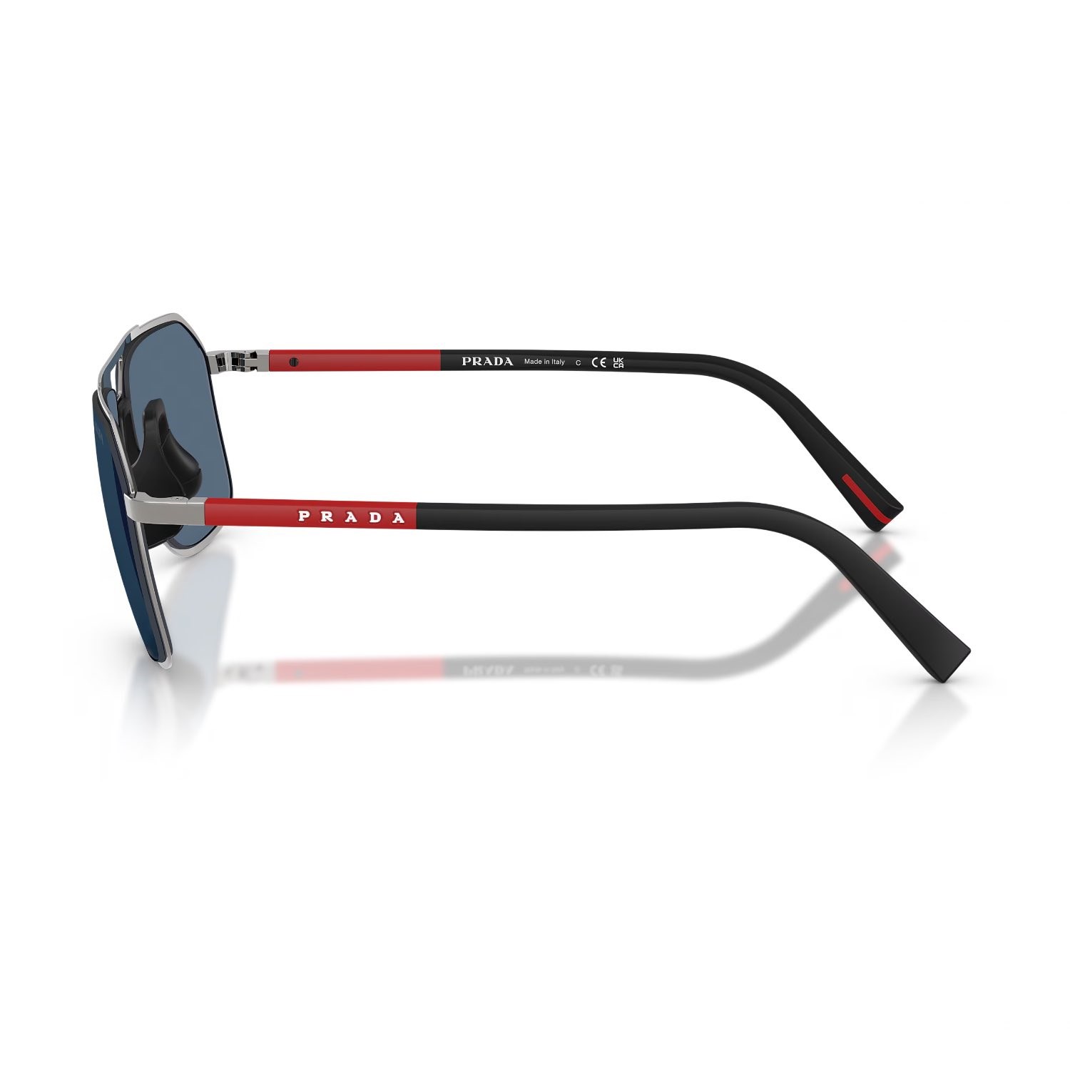 Prada PS B51S 5AV06A 56 Linea Rossa Erkek Geometrik Gun Metal Güneş Gözlüğü
