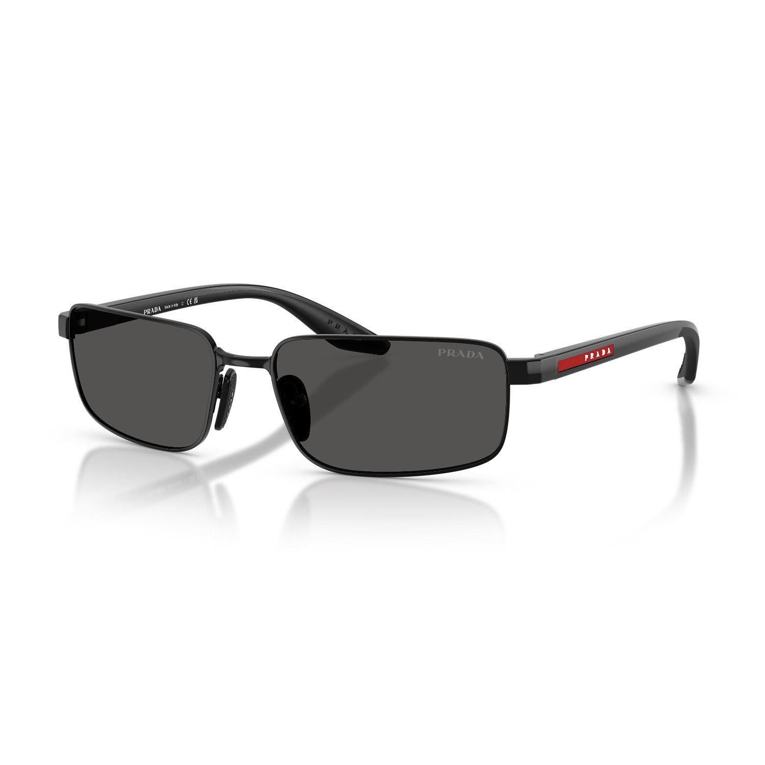 Prada PS B54S 1AB08Z 59 Linea Rossa Erkek Dikdörtgen Siyah Metal Güneş Gözlüğü