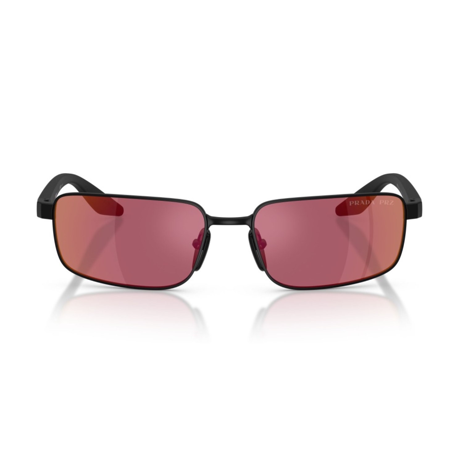 Prada PS B54S 1BO07A 59 Linea Rossa Erkek Polarize Dikdörtgen Aynalı Siyah Metal Güneş Gözlüğü