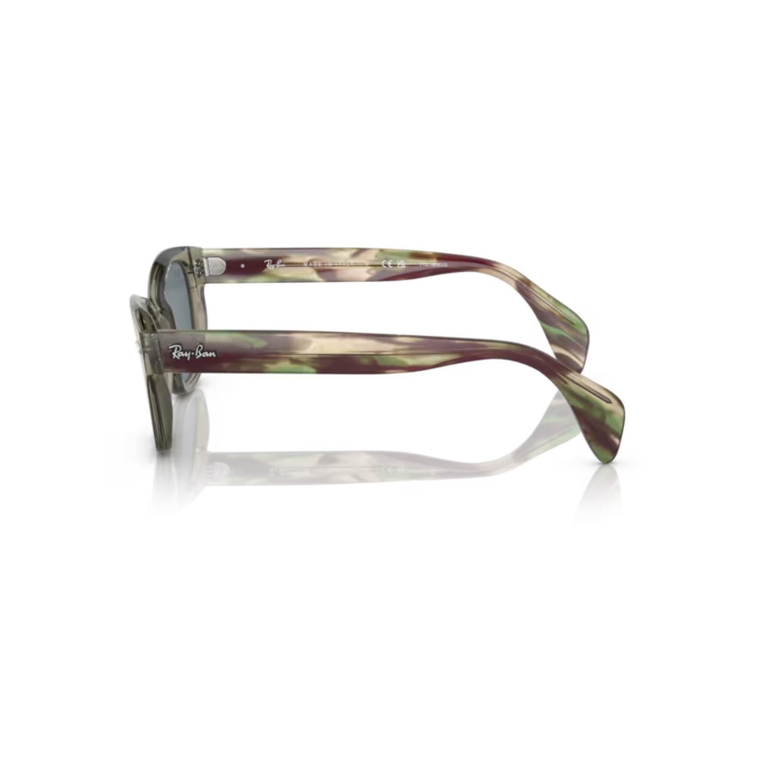 Ray-Ban RB 0880S 66353R 52 Polarize Unisex Kare Şeffaf Yeşil Kemik Güneş Gözlüğü