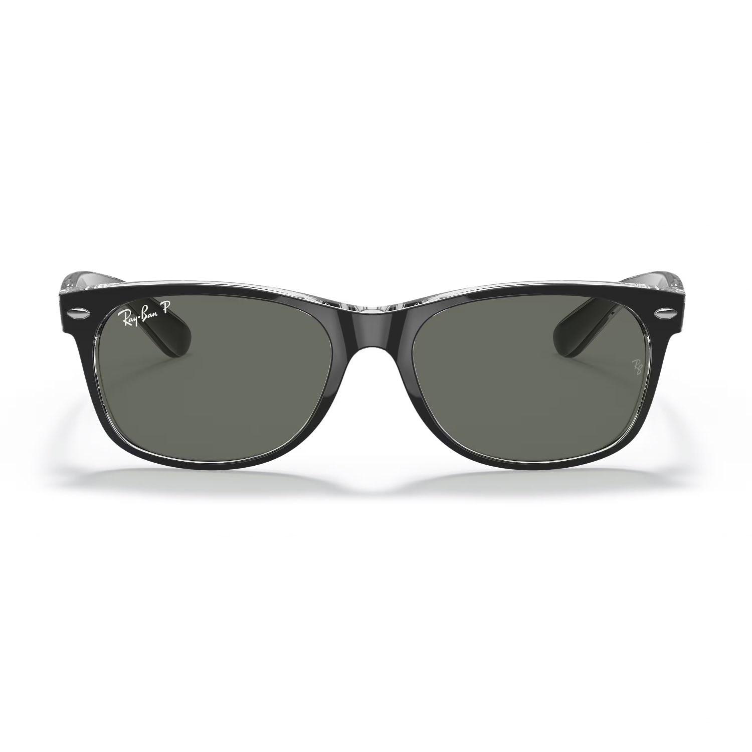 Ray-Ban RB 2132 605258 55 New Wayfarer Unisex Polarize Kare Şeffaf Siyah Kemik Güneş Gözlüğü