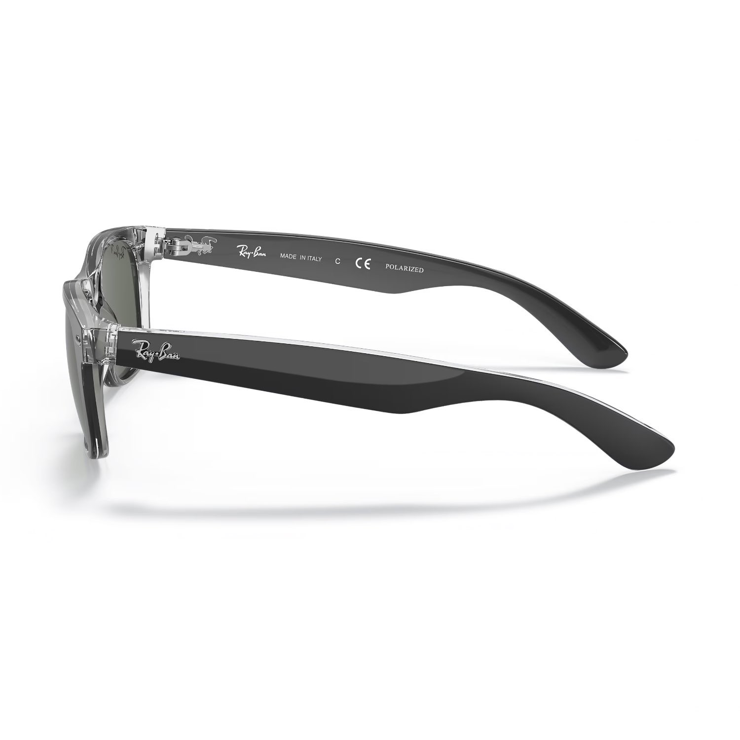 Ray-Ban RB 2132 605258 55 New Wayfarer Unisex Polarize Kare Şeffaf Siyah Kemik Güneş Gözlüğü