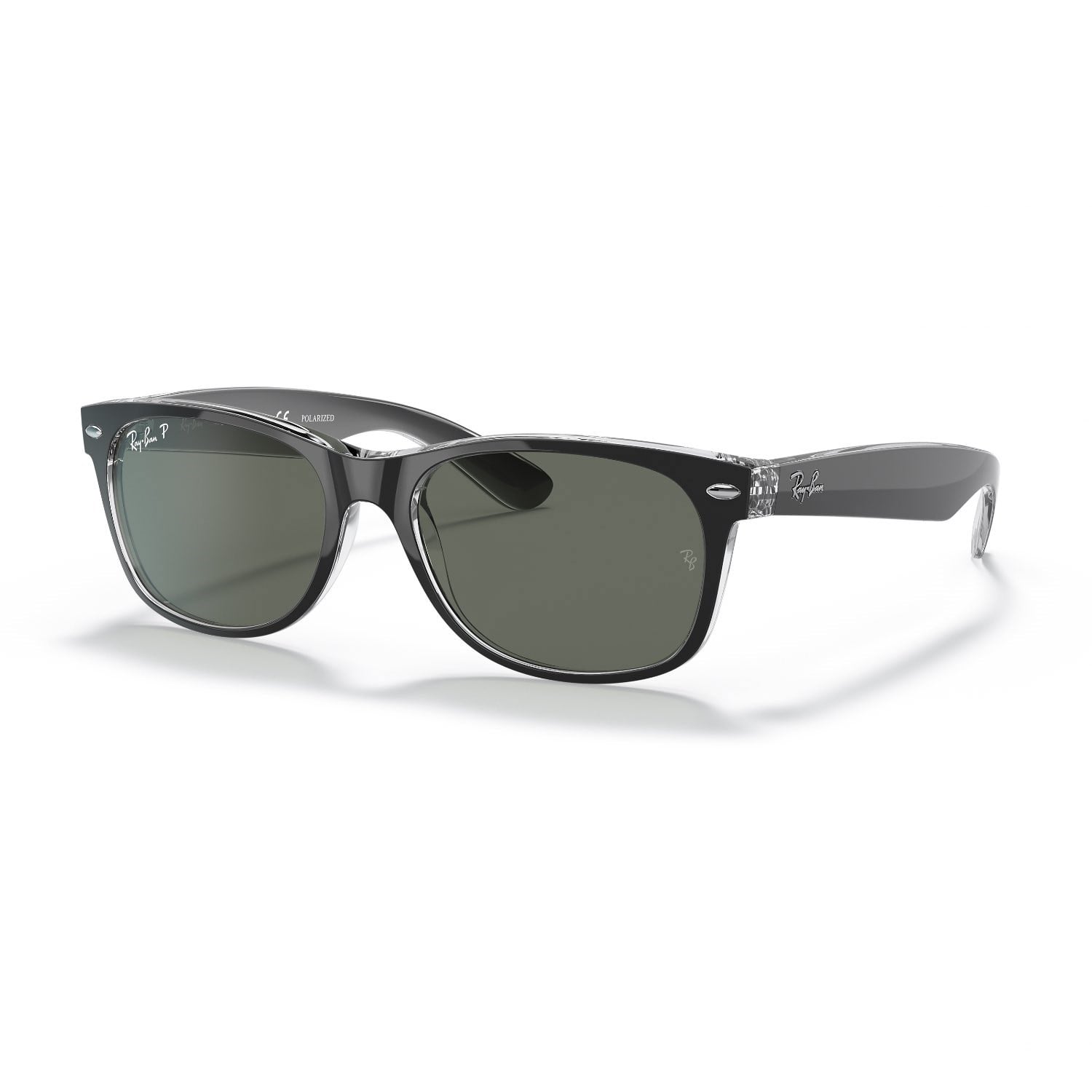 Ray-Ban RB 2132 605258 55 New Wayfarer Unisex Polarize Kare Şeffaf Siyah Kemik Güneş Gözlüğü