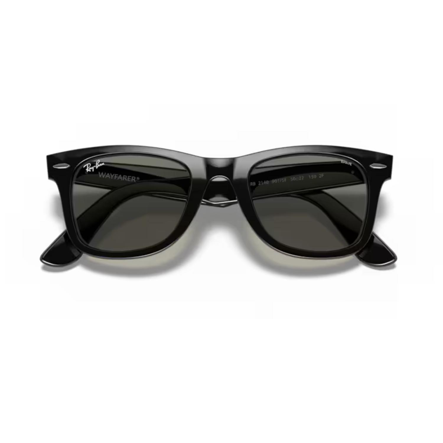 Ray-Ban RB 2140 9015F 50 Wayfarer Photochromic Unisex Kare Siyah Kemik Güneş Gözlüğü