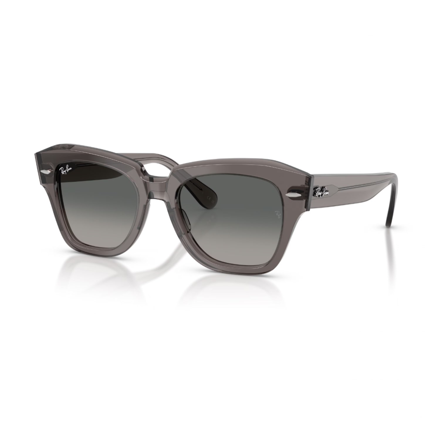 Ray-Ban RB 2186 136971 49 State Street Unisex Kare Degrade Gri Kemik Güneş Gözlüğü