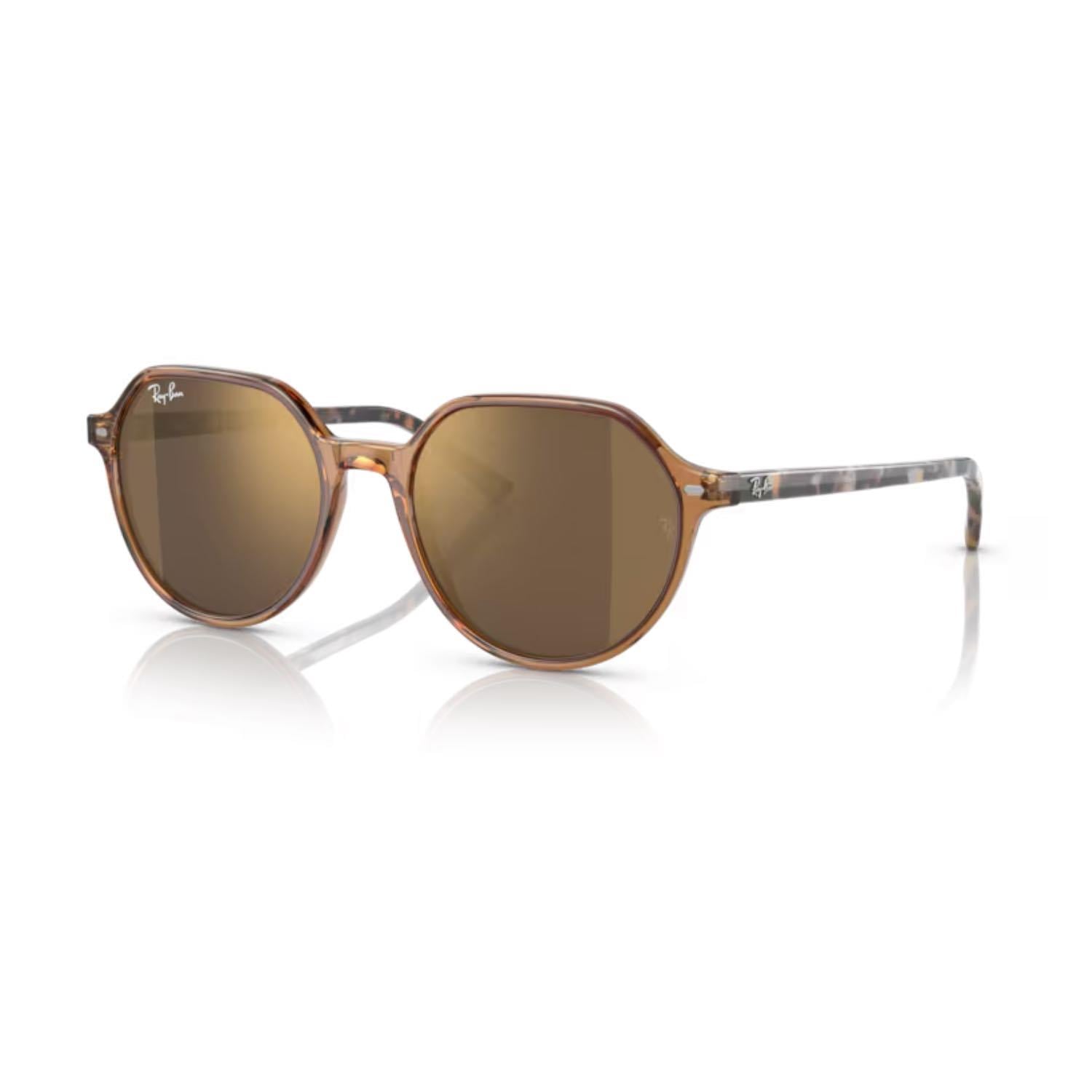 Ray-Ban RB 2195 663693 51 Thalia Aynalı Unisex Geometrik Kahverengi Şeffaf Kemik Güneş Gözlüğü