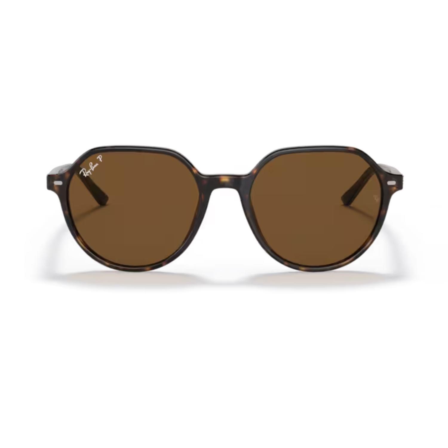 Ray-Ban RB 2195 90257 53 Thalia Polarize Unisex Geometrik Kırçıllı Kahverengi Kemik Güneş Gözlüğü