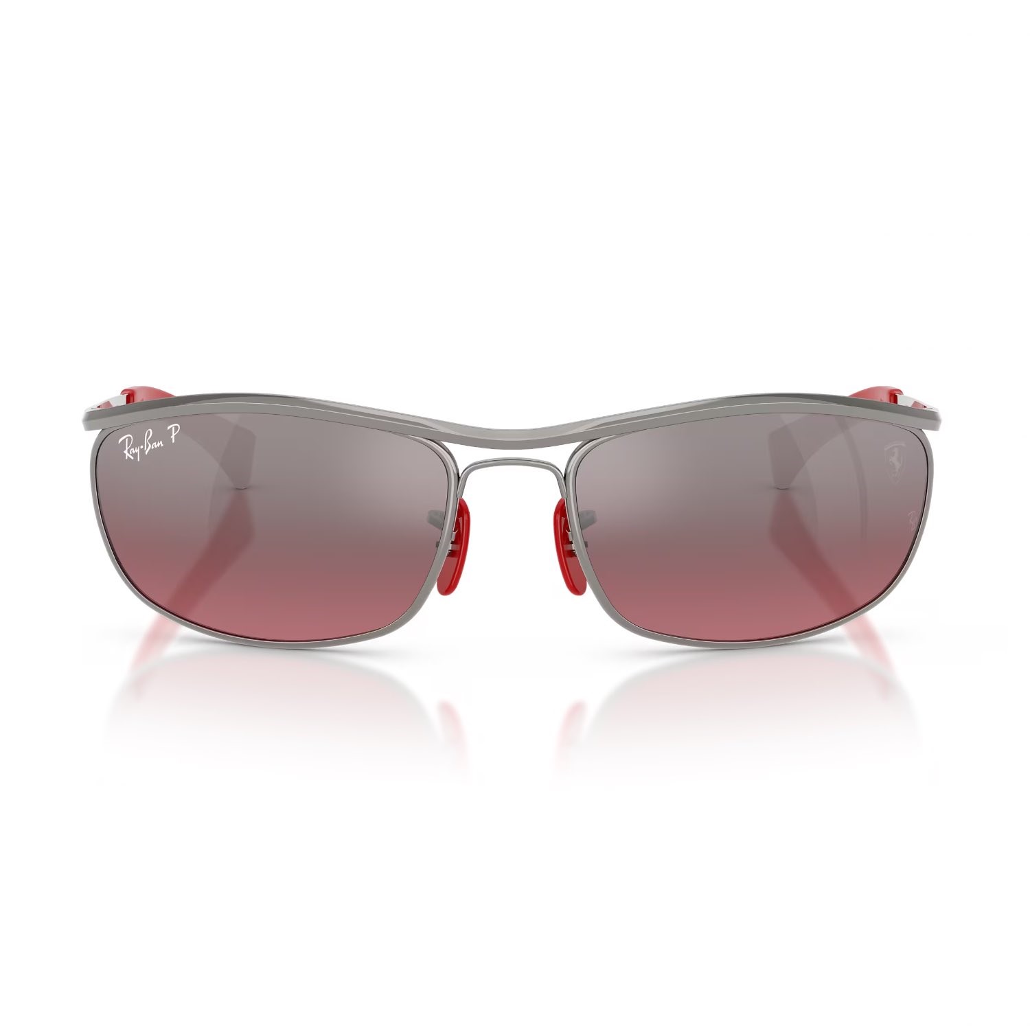 Ray-Ban RB 3819M F0017A 62 Scuderia Ferrari Unisex Polarize Oval Gri Aynalı Metal Güneş Gözlüğü