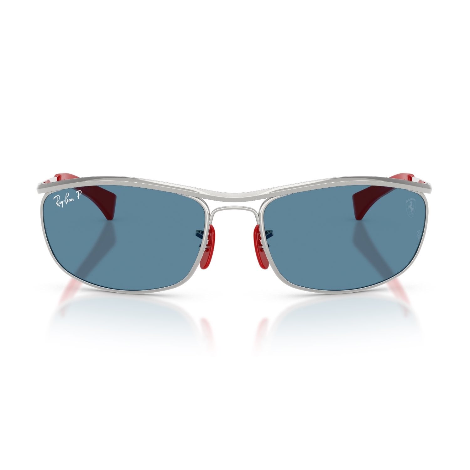 Ray-Ban RB 3819M F007S2 62 Scuderia Ferrari Unisex Polarize Oval Gümüş Metal Güneş Gözlüğü
