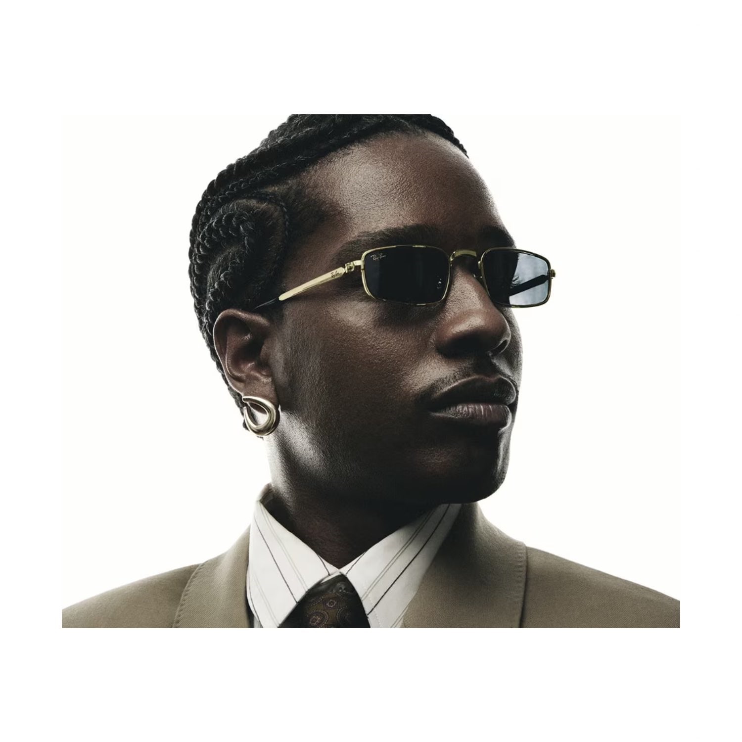 Ray-Ban RB 3927 001R5 54 A$AP ROCKY Unisex Dikdörtgen Gold Metal Güneş Gözlüğü