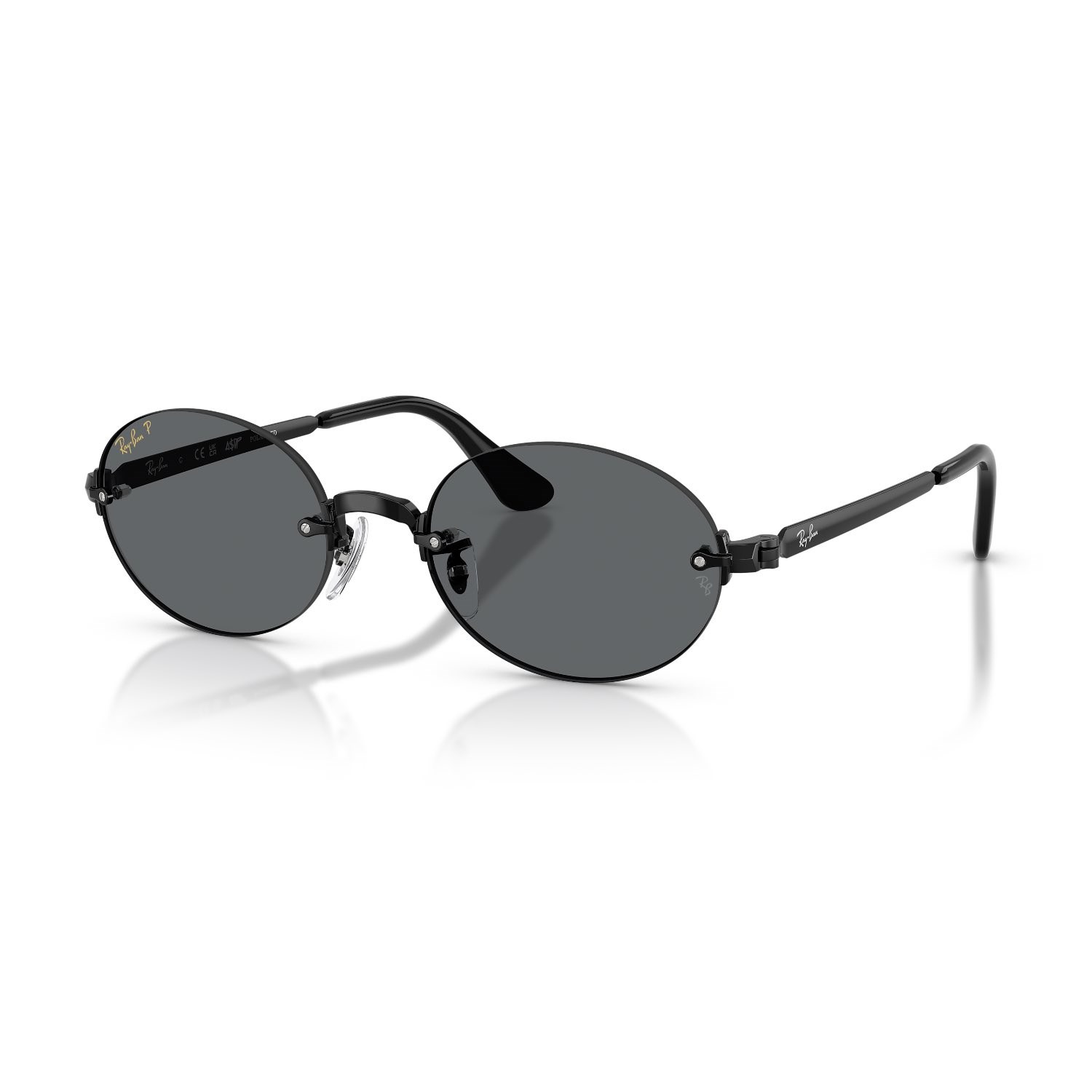 Ray-Ban RB 3929 00281 54 A$AP ROCKY Unisex Polarize Oval Siyah Metal Güneş Gözlüğü