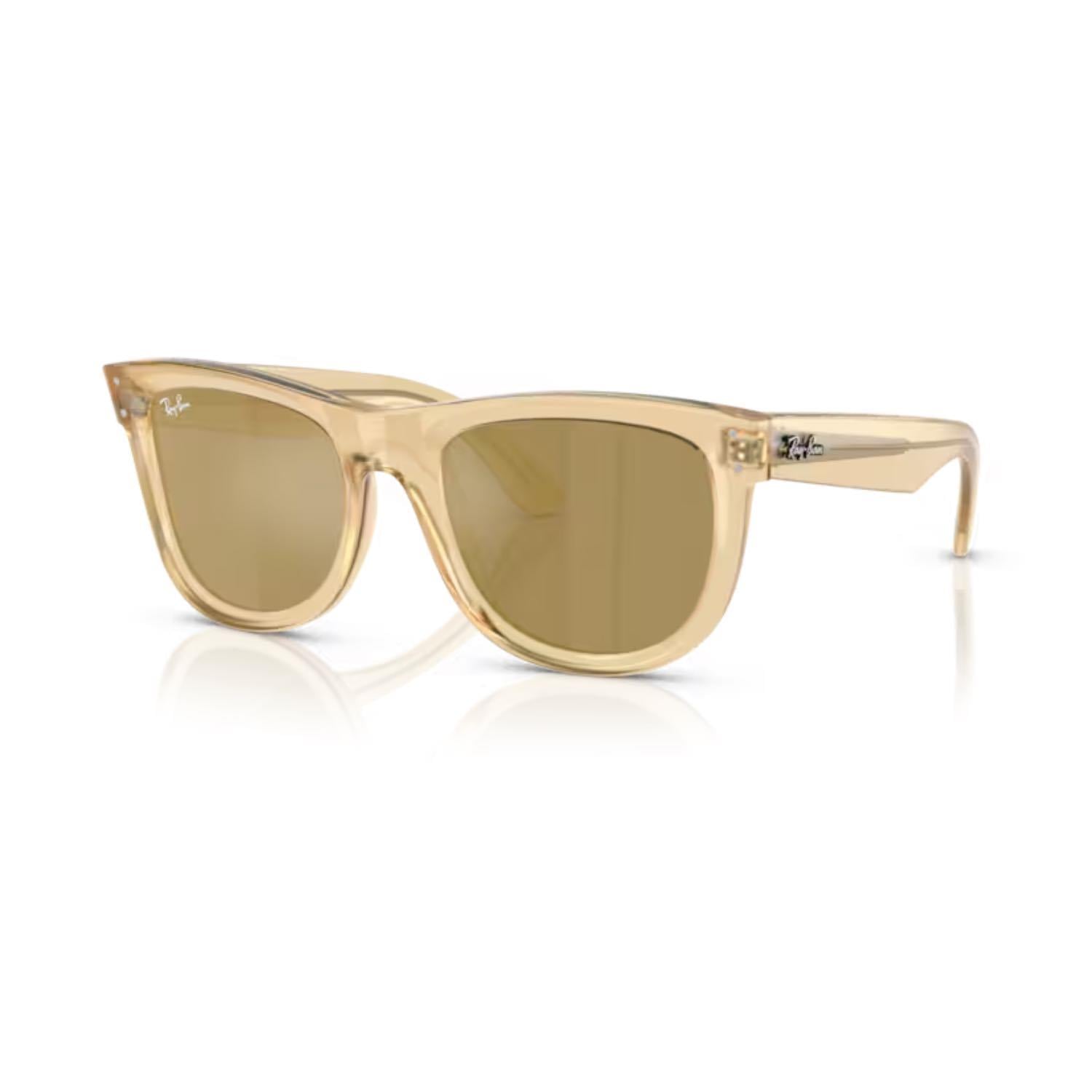 Ray-Ban RBR 0502S 68215A 50 Wayfarer Reverse Aynalı Unisex Kare Şeffaf Sarı Kemik Güneş Gözlüğü