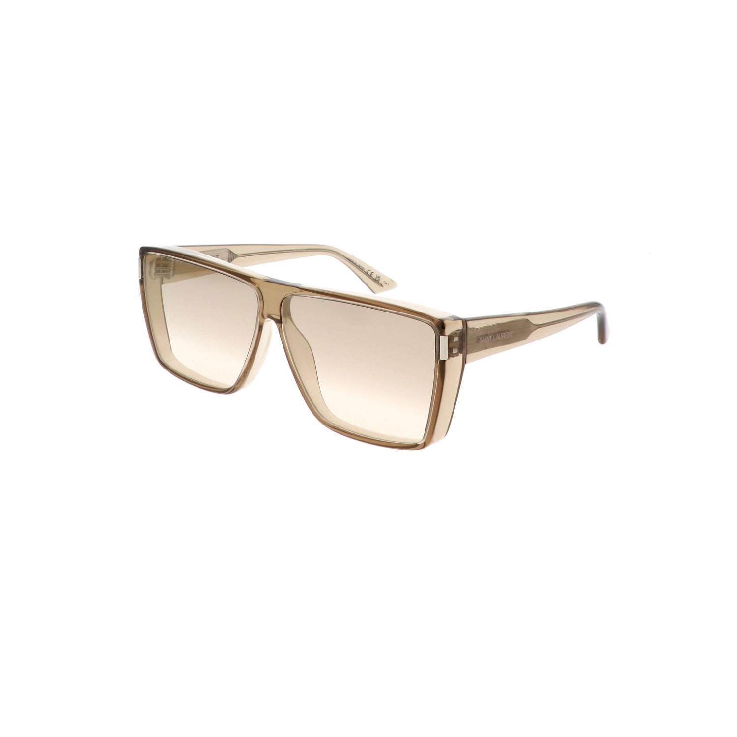 Saint laurent SL 756 003 64 Unisex Kare Şeffaf Kahverengi Kemik Güneş Gözlüğü
