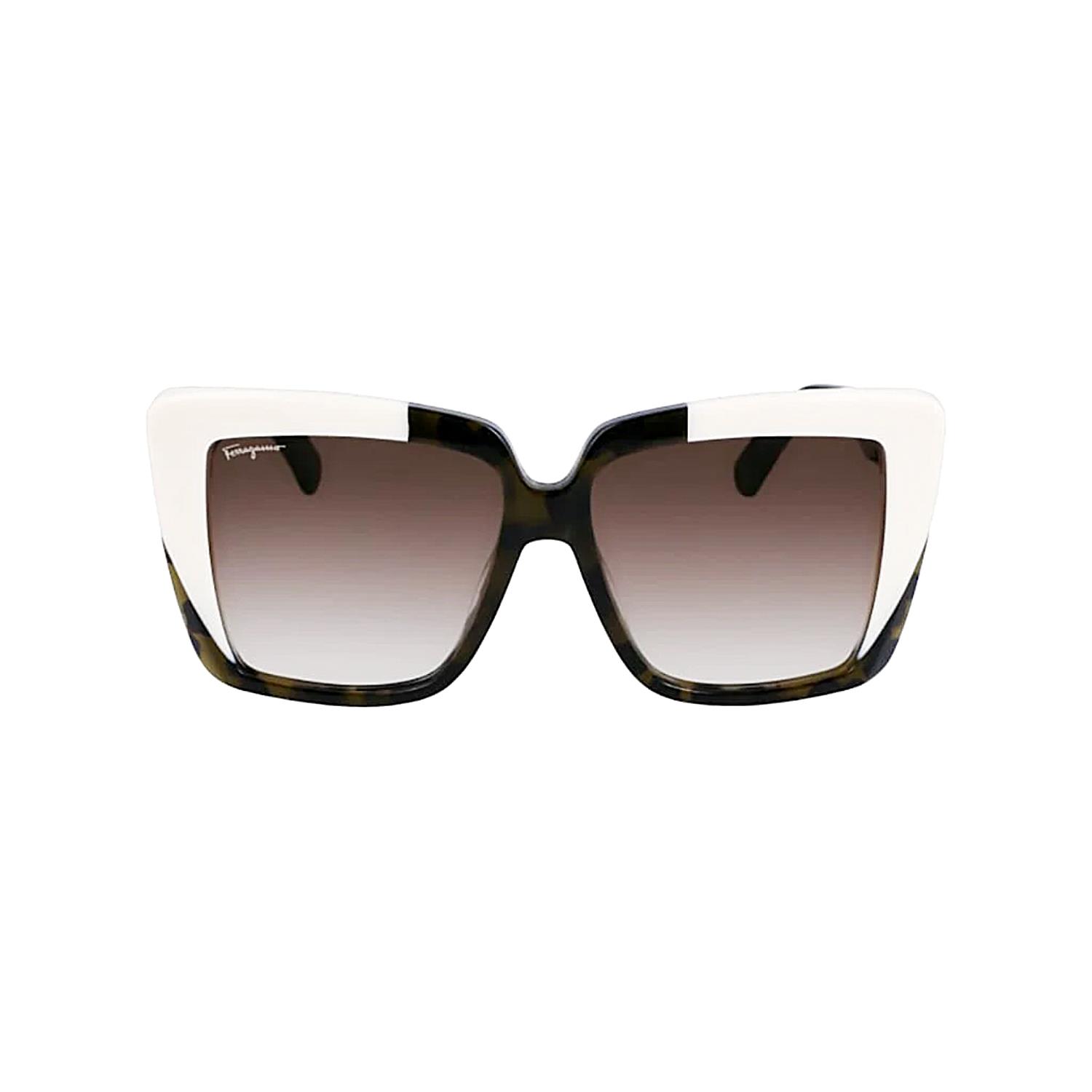 Salvatore Ferragamo SF1060S 341 55 Kadın Kelebek Kırçıllı Yeşil Bej Kemik Güneş Gözlüğü