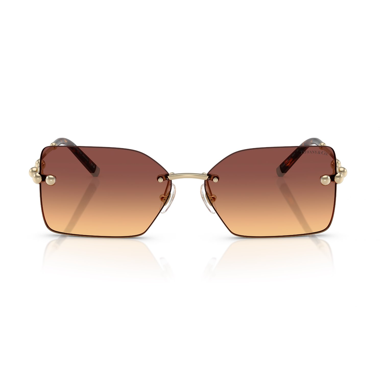 Tiffany Co. TF 3088 618978 59 Unisex Dikdörtgen Degrade Altın Metal Güneş Gözlüğü