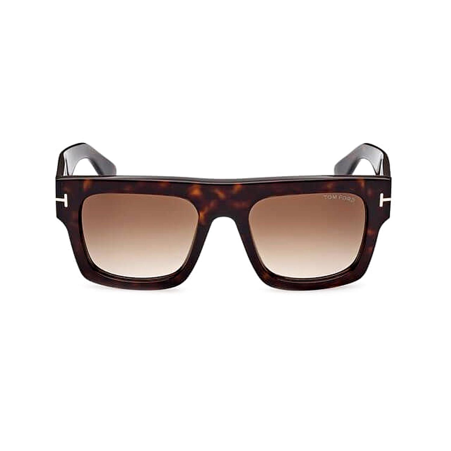Tom Ford FT0711 ECO 52F 6 53 Fausto Unisex Kare Kırçıllı Kahverengi Kemik Güneş Gözlüğü