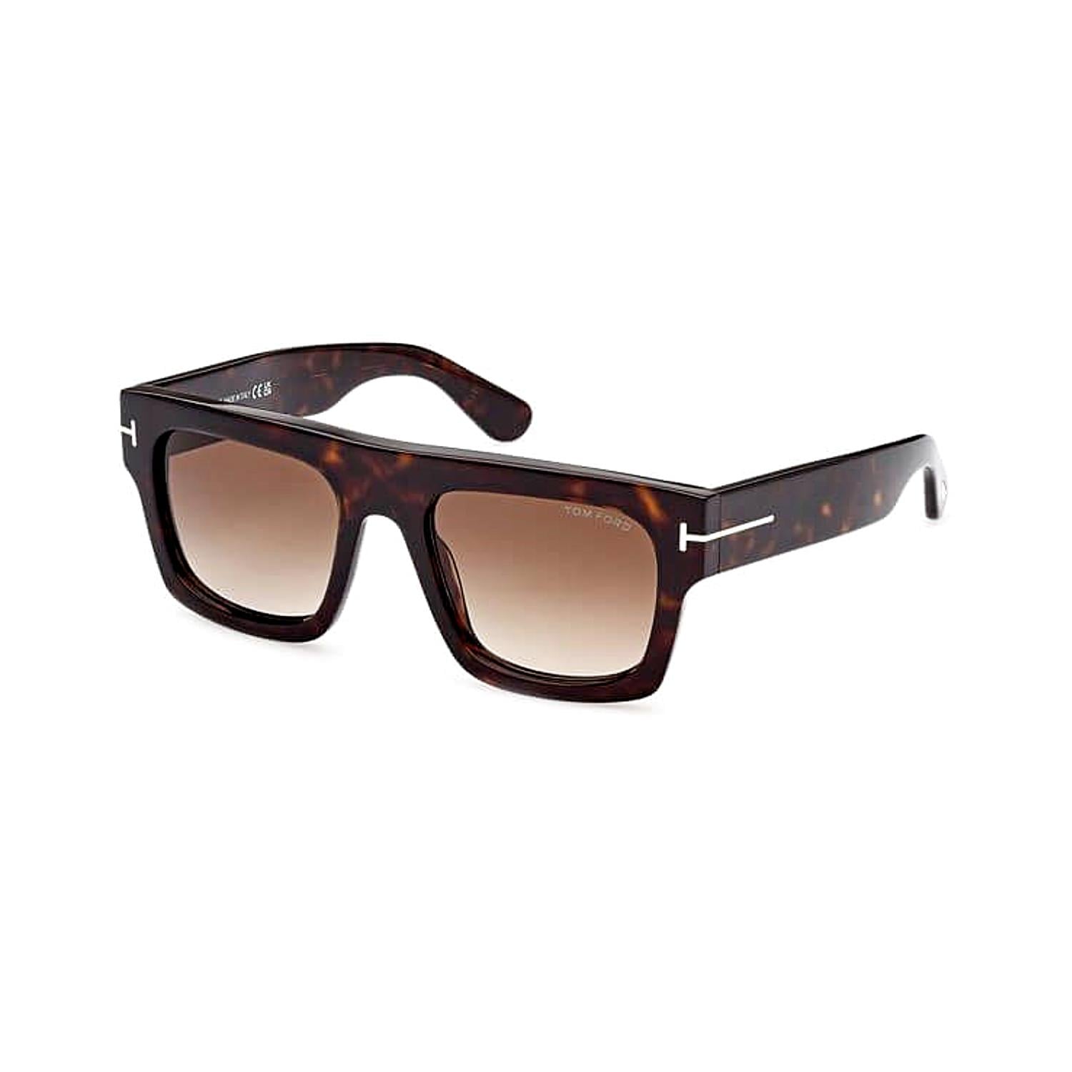 Tom Ford FT0711 ECO 52F 6 53 Fausto Unisex Kare Kırçıllı Kahverengi Kemik Güneş Gözlüğü