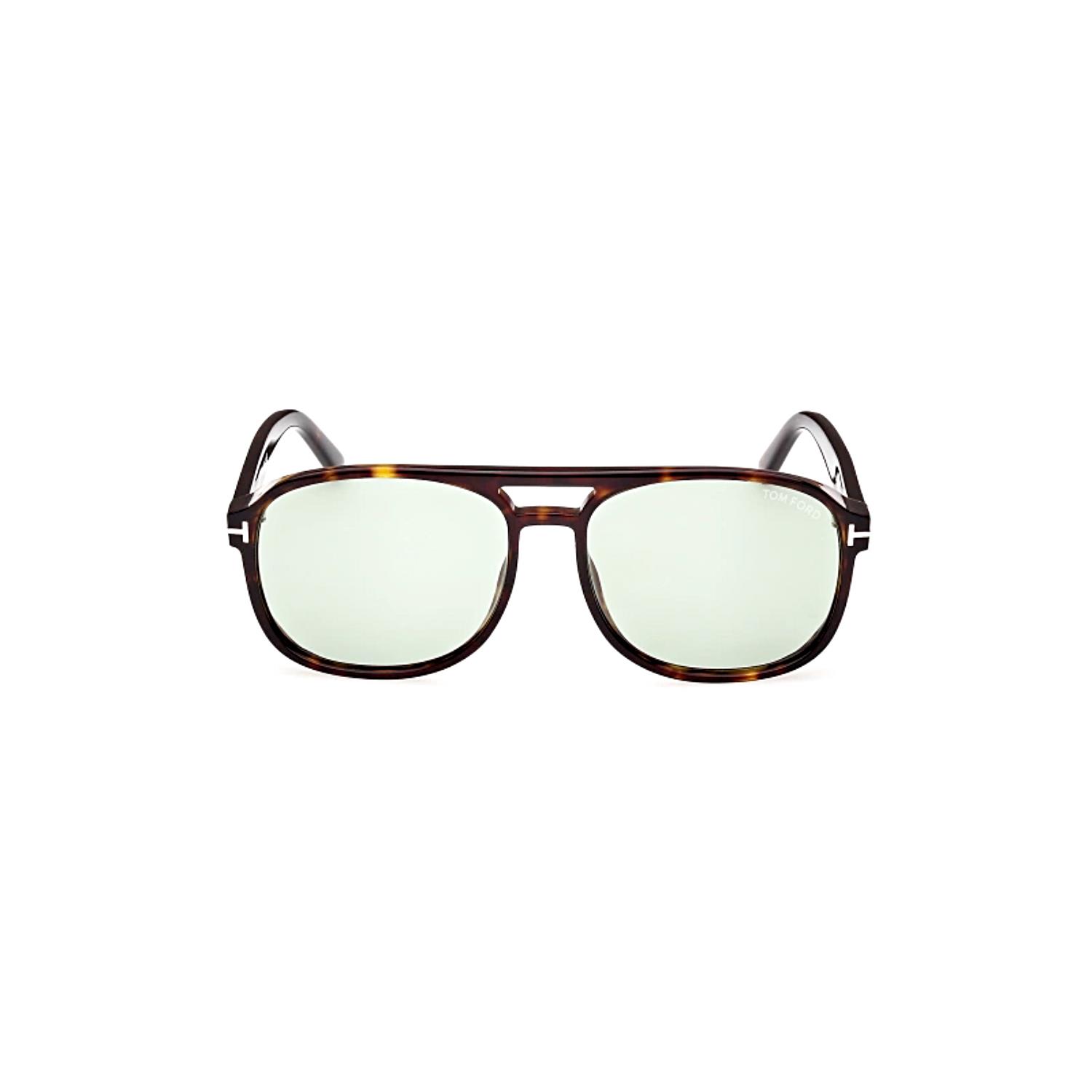 Tom Ford TF 1022 52N 58 Unisex Dikdörtgen Kırçıllı Kahverengi Kemik Güneş Gözlüğü