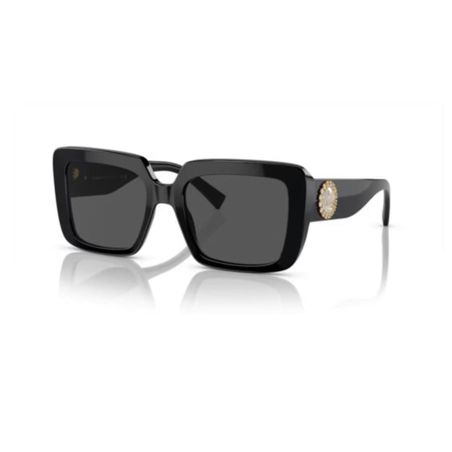 Versace 4384B GB187 54 kadın Kare Siyah Kemik Güneş Gözlüğü