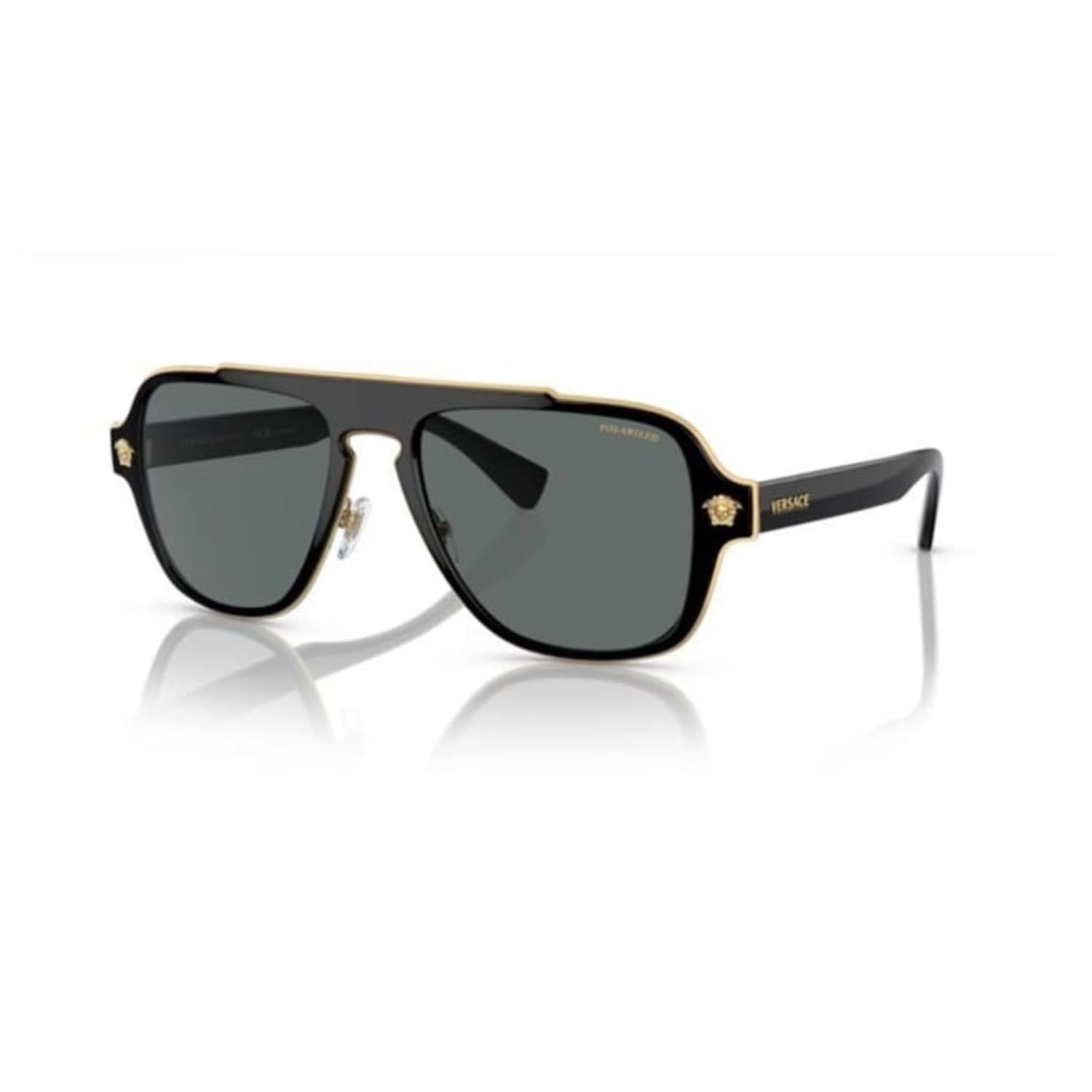 Versace VE 2199 100281 56 Erkek Damla Siyah Metal Polarize Güneş Gözlüğü