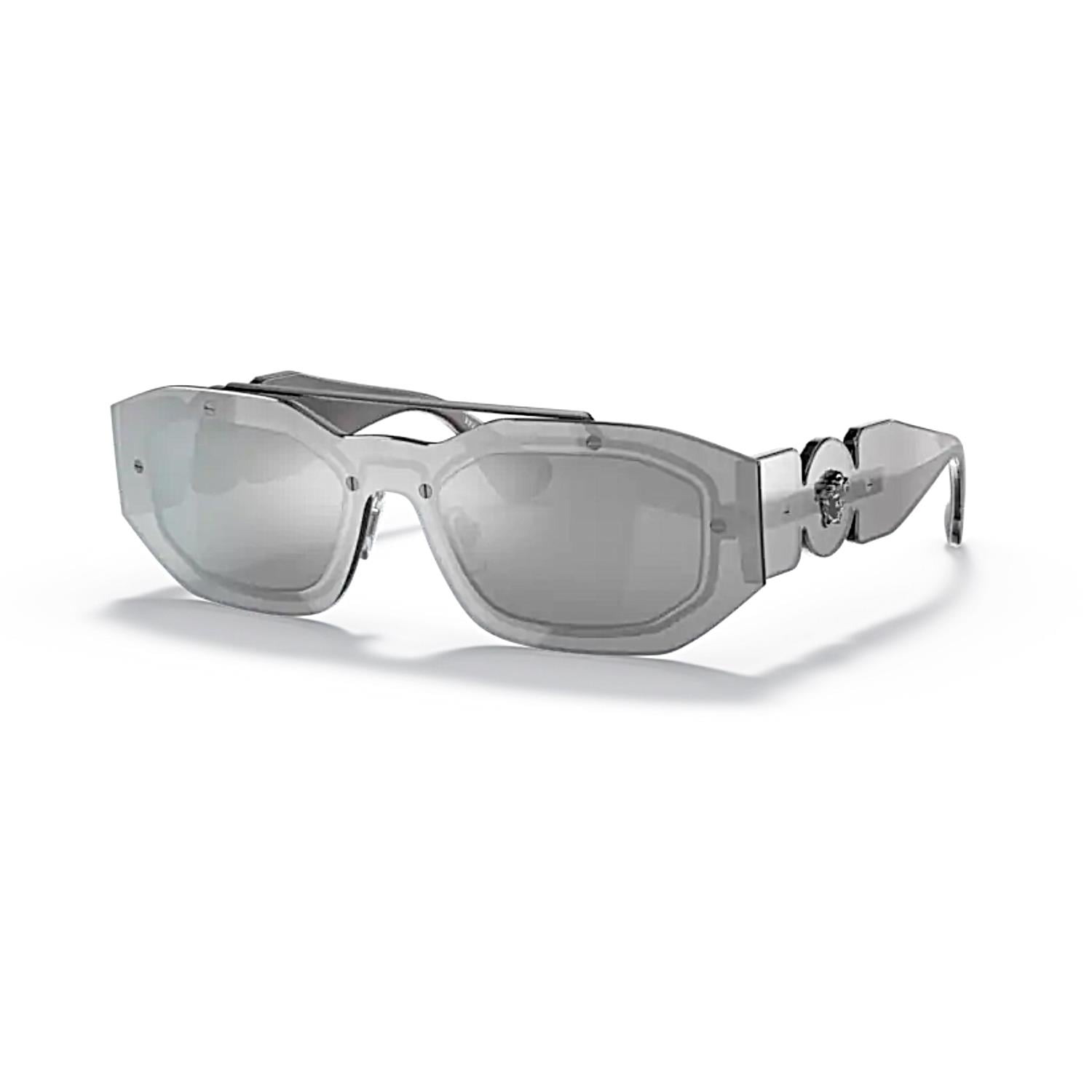 Versace VE 2235 10016G 51 Unisex Aynalı Şeffaf Gri Kemi Güneş Gözlüğü 