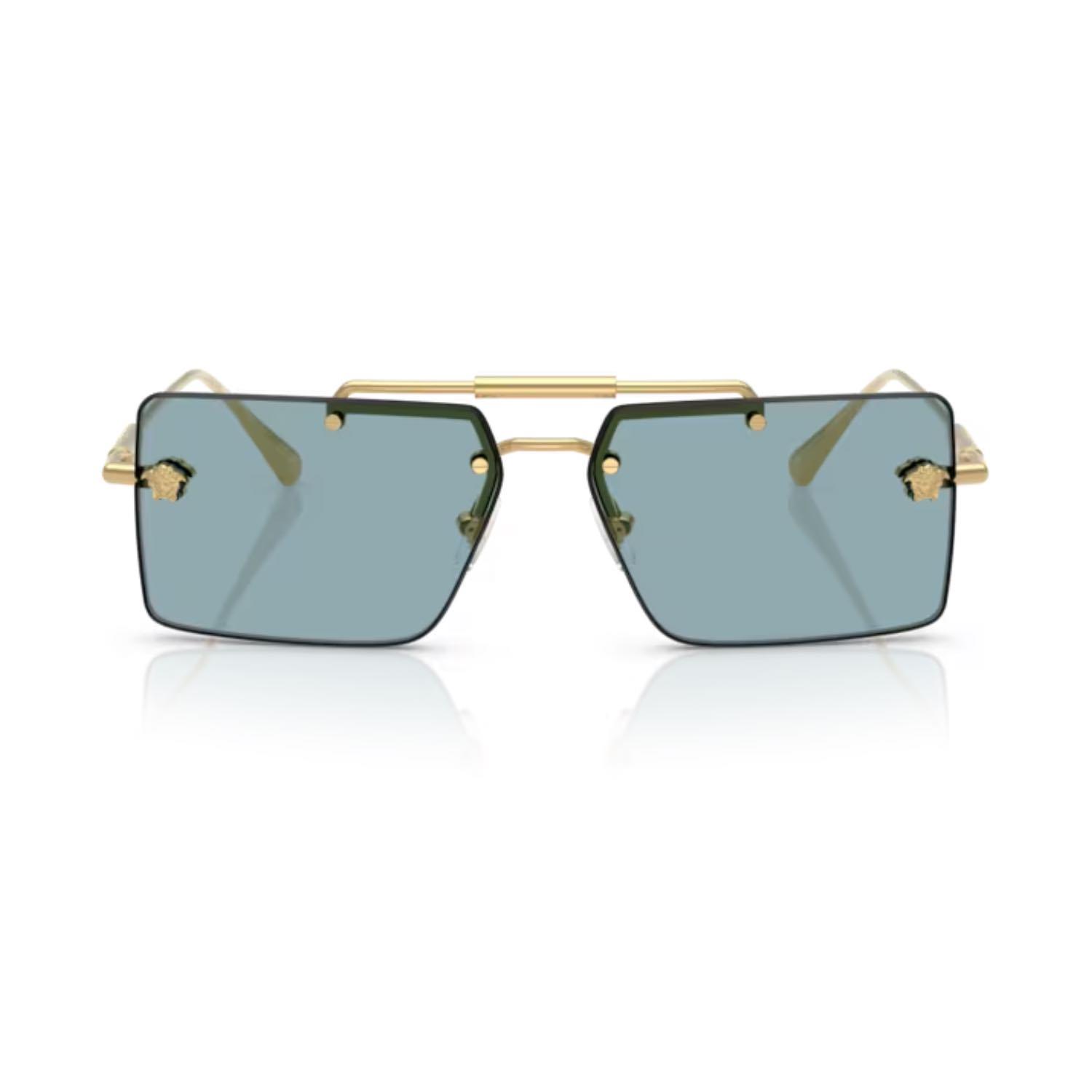 Versace VE 2245 100280 60 Kadın Dikdörtgen Gold Metal Güneş Gözlüğü