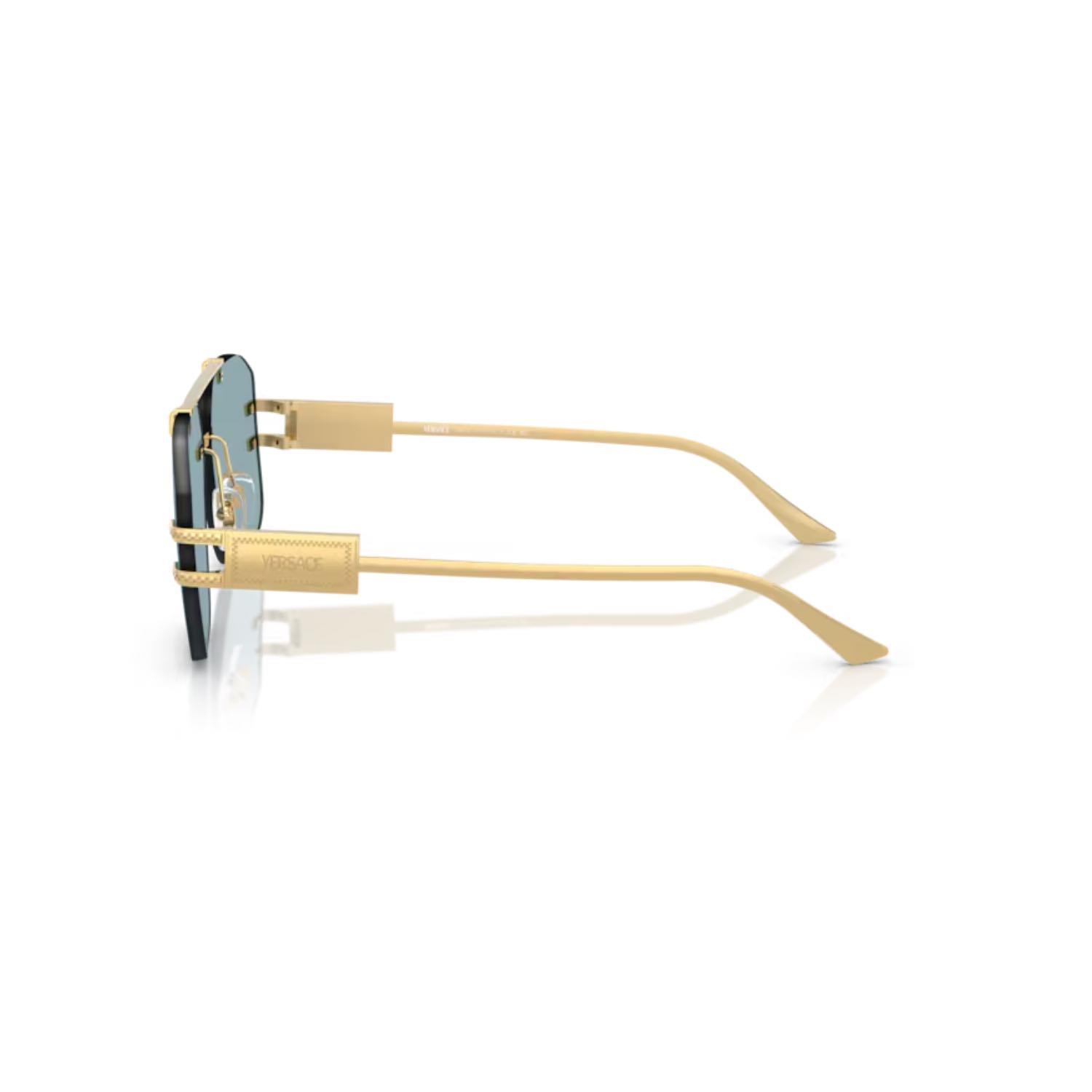 Versace VE 2275 100280 60 Erkek Geometrik Gold Metal Güneş Gözlüğü