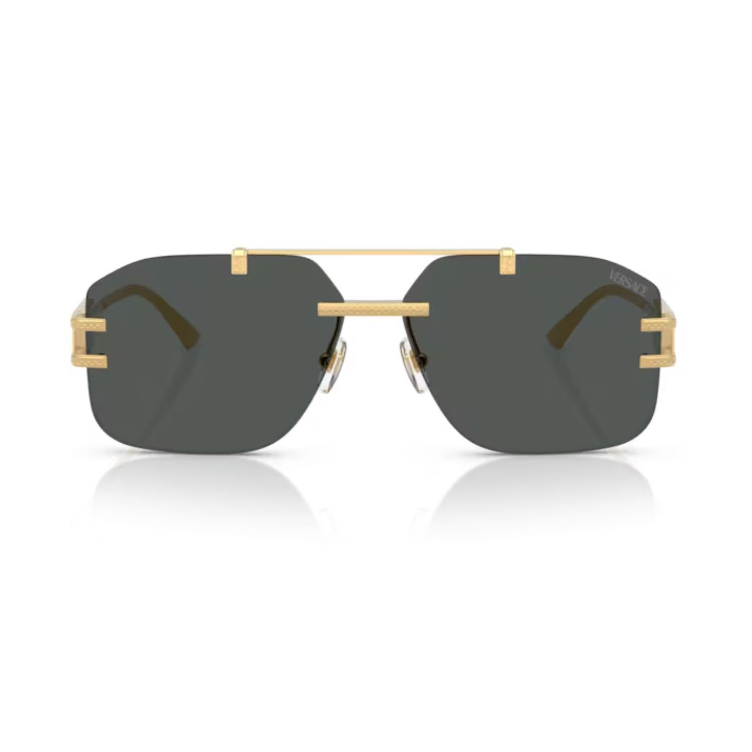 Versace VE 2275 100287 60 Erkek Geometrik Gold Metal Güneş Gözlüğü