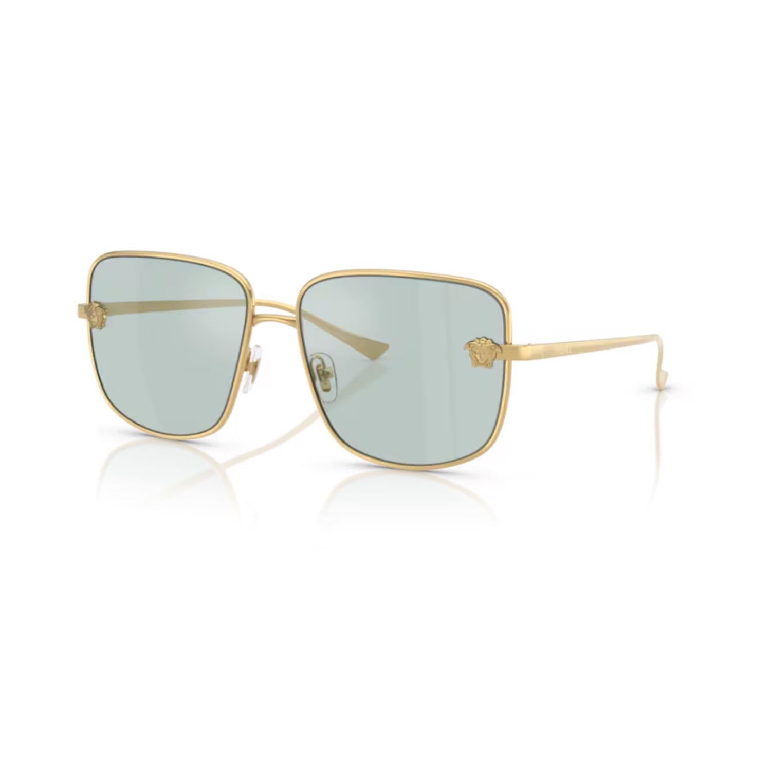 Versace VE 2282 10029C 59 Aynalı Unisex Kare Gold Metal Güneş Gözlüğü