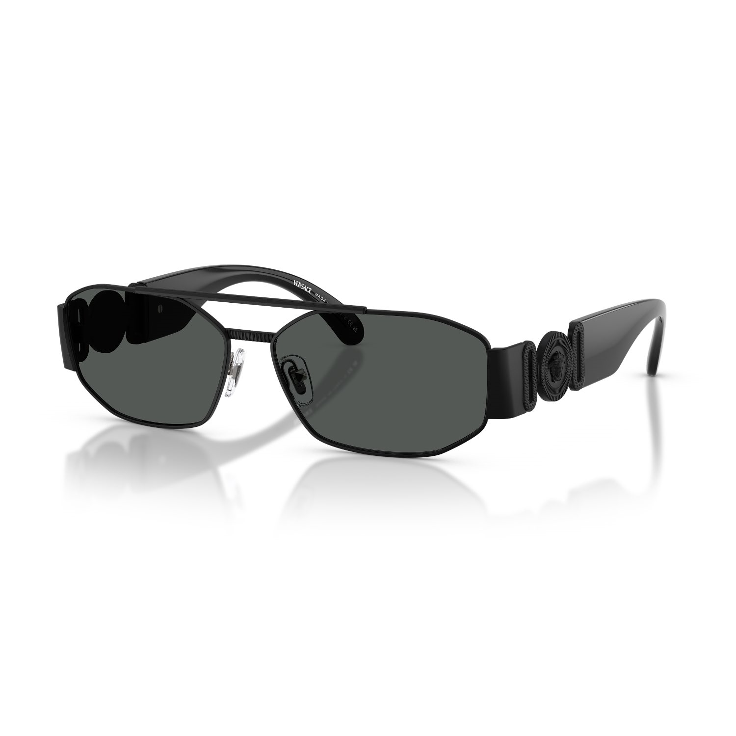 Versace VE 2287 126187 58 Erkek Geometrik Siyah Metal Güneş Gözlüğü
