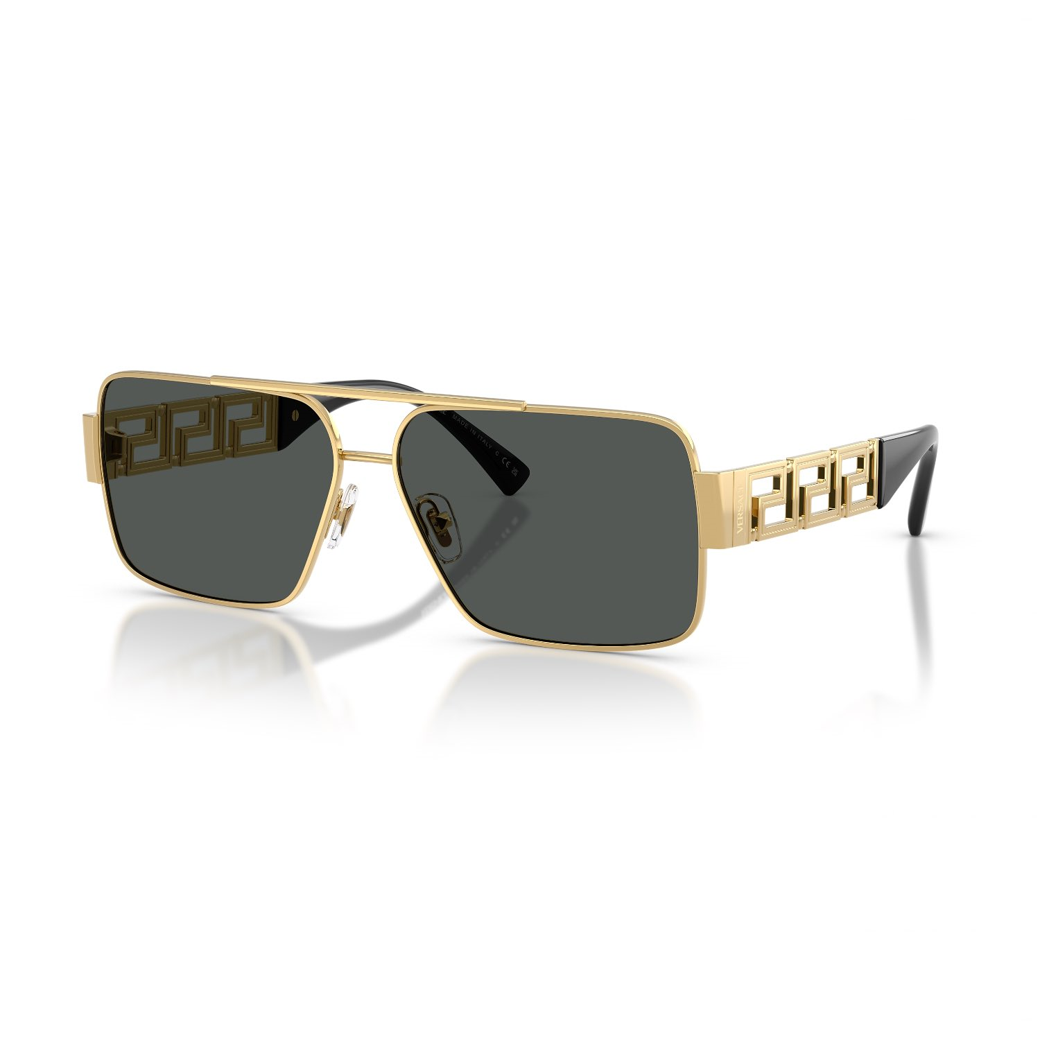 Versace VE 2290 100287 61 Erkek Dikdörtgen Gold Metal Güneş Gözlüğü