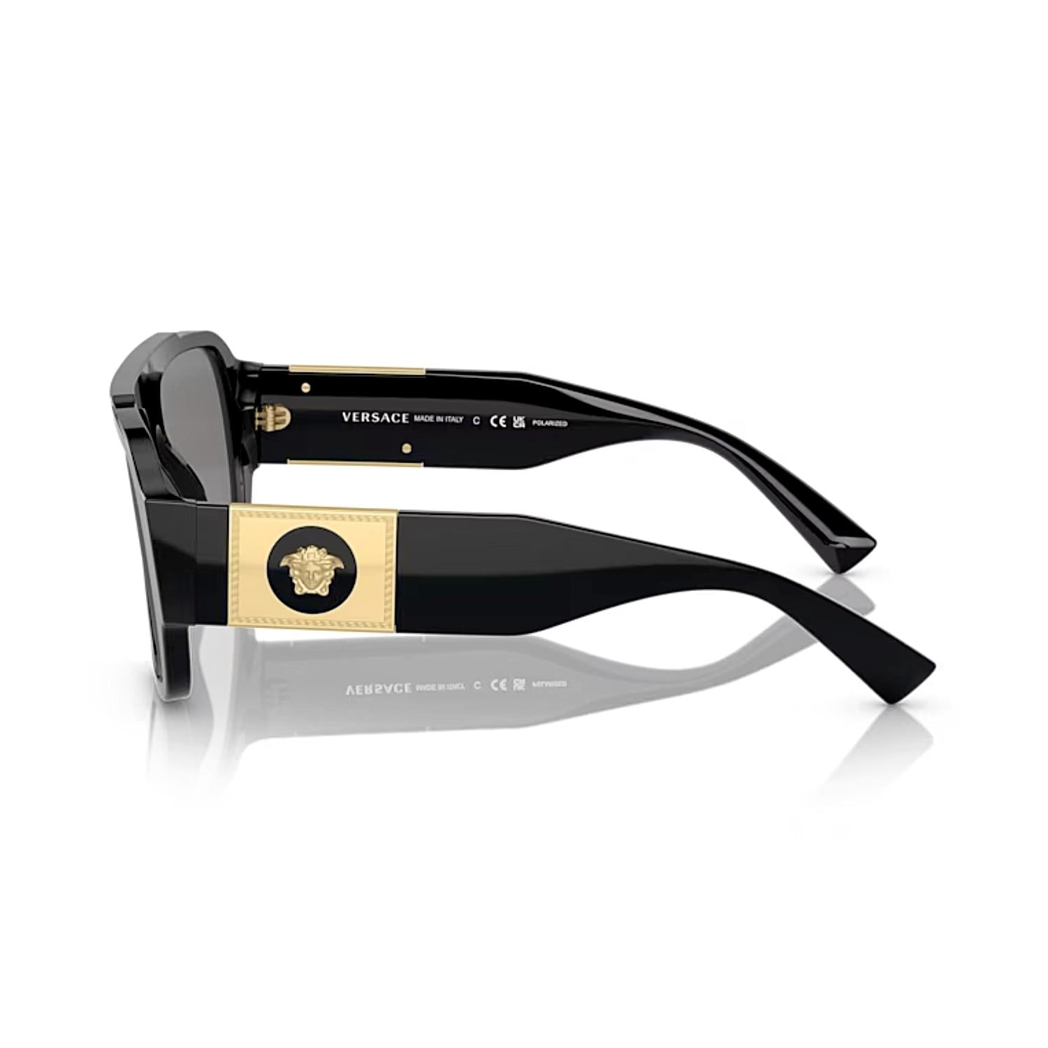 Versace VE 4436U GB181 57 Polarize Erkek Siyah Kemik Güneş Gözlüğü