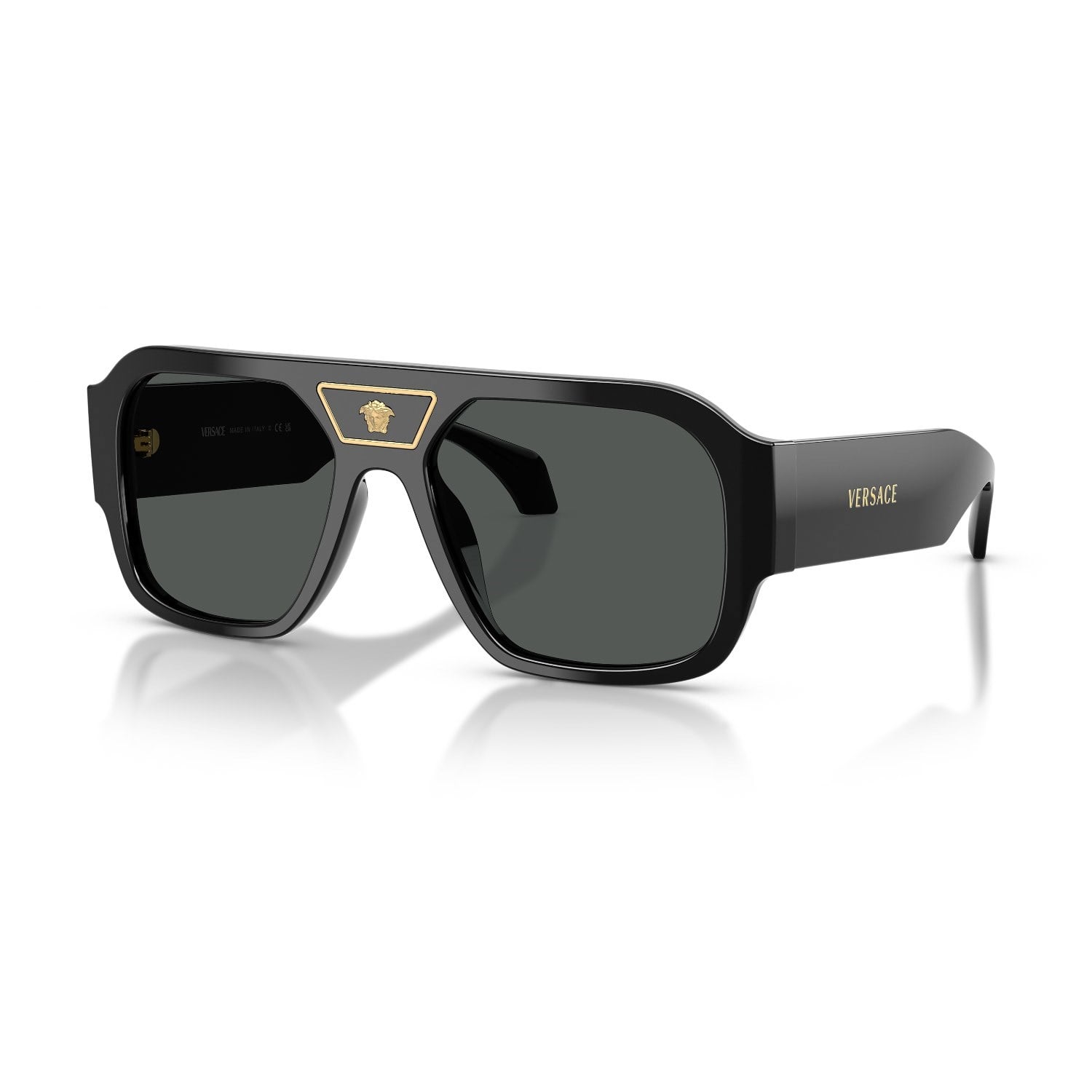 Versace VE 4508U GB187 56 Erkek Kare Siyah Kemik Güneş Gözlüğü