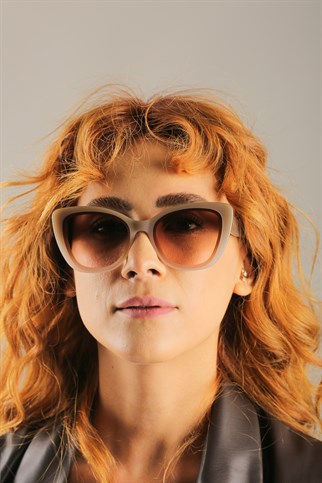 40 Million Flashy Toffee 52 Kadın Krem Cat Eye Güneş Gözlüğü