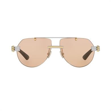 Bottega Veneta BV 1342S 002 59 Erkek Geometrik Gri Metal Güneş Gözlüğü