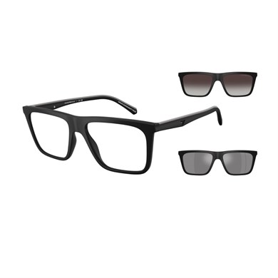 Emporio Armani EA 4258 50011W 54 Erkek Kare Aynalı Klipsli Siyah Kemik Güneş Gözlüğü