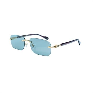 Gucci GG 1221S 003 56 Unisex Dikdörtgen Gold Metal Güneş Gözlüğü