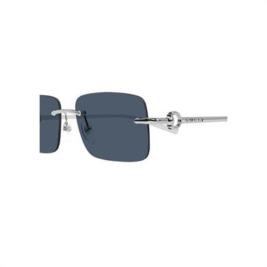 Gucci GG 1703S 003 55 Unisex Dikdörtgen Gri Metal Güneş Gözlüğü