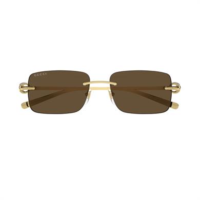 Gucci GG 1703S 004 55 Unisex Dikdörtgen Gold Metal Güneş Gözlüğü