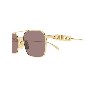 Gucci GG 1804S 003 54 Unisex Dikdörtgen Gold Metal Güneş Gözlüğü