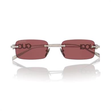 Gucci GG 1808S 004 52 Unisex Dikdörtgen Gri Metal Güneş Gözlüğü
