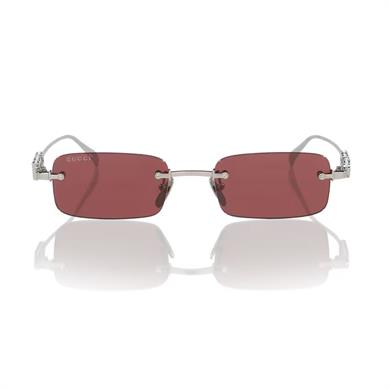 Gucci GG 1808S 004 52 Unisex Dikdörtgen Gri Metal Güneş Gözlüğü