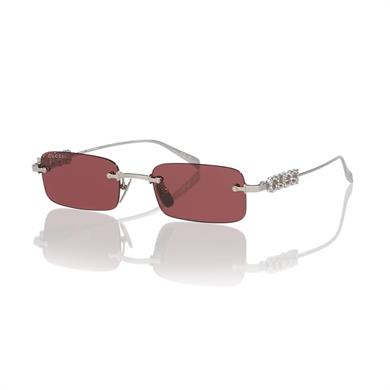 Gucci GG 1808S 004 52 Unisex Dikdörtgen Gri Metal Güneş Gözlüğü