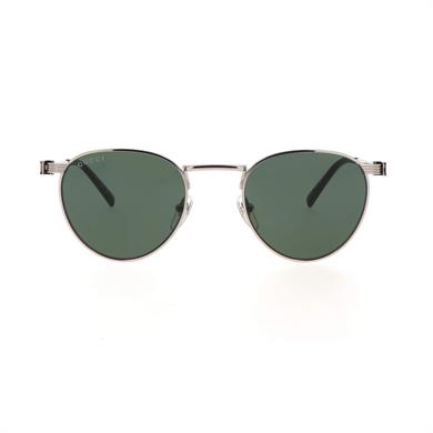 Gucci GG 1875S 002 48 Unisex Oval Gri Metal Güneş Gözlüğü