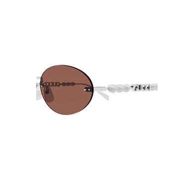 Gucci GG 1922S 002 62 Kadın Oval Gri Metal Güneş Gözlüğü